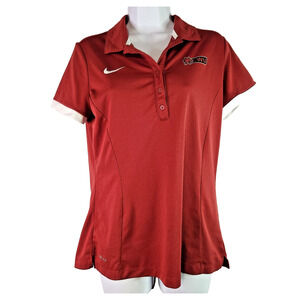 CWU Central Washington University Wildcats Nike Dry Fit Red Polo Shirt Womens L